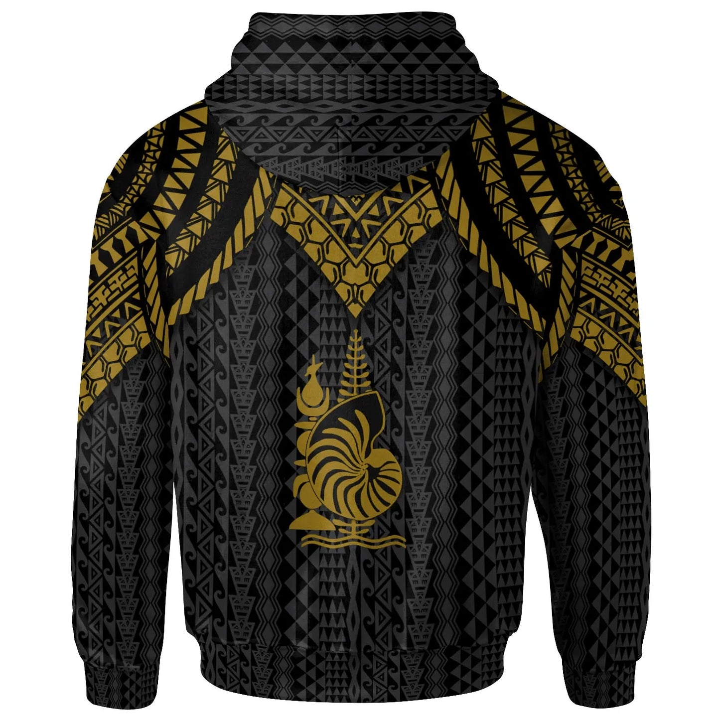 New Caledonia Custom Personalised Hoodie - Polynesian Armor Style Gold