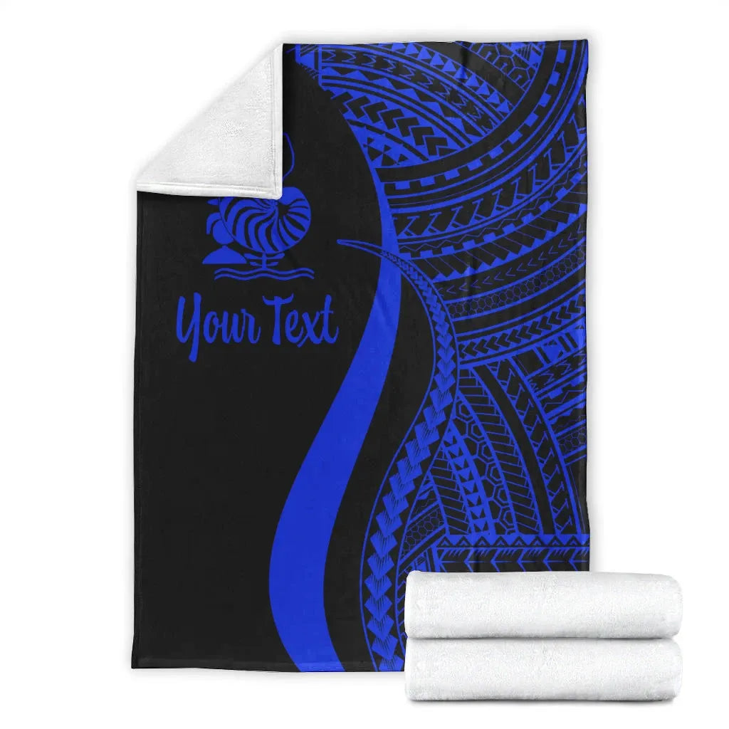 New Caledonia Custom Personalised Premium Blanket - Blue Polynesian Tentacle Tribal Pattern Crest
