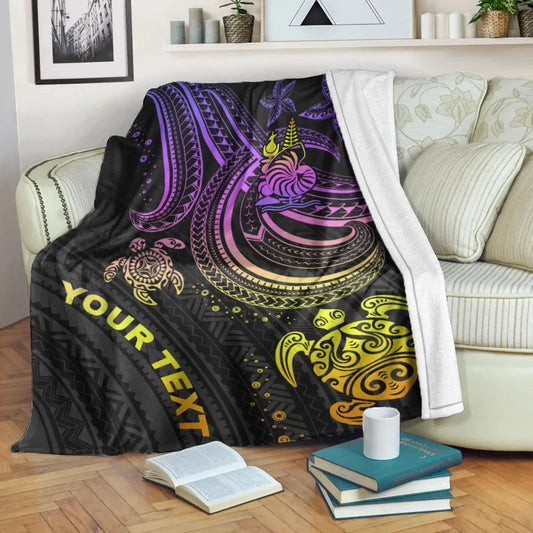 New Caledonia Custom Personalised Premium Blanket- Pink Turtle