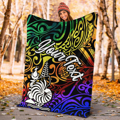 New Caledonia Custom Personalised Premium Blanket - Rainbow Polynesian Pattern