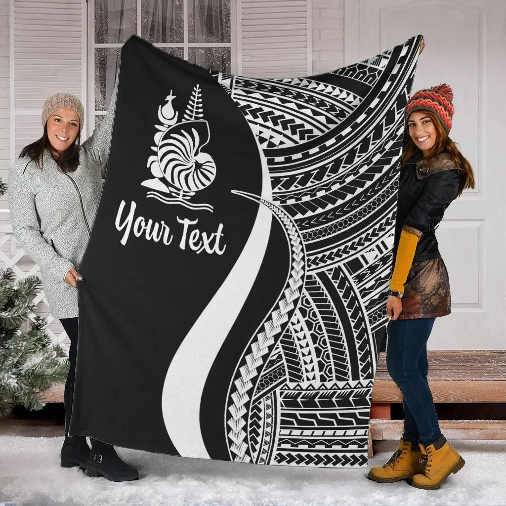 New Caledonia Custom Personalised Premium Blanket - White Polynesian Tentacle Tribal Pattern Crest