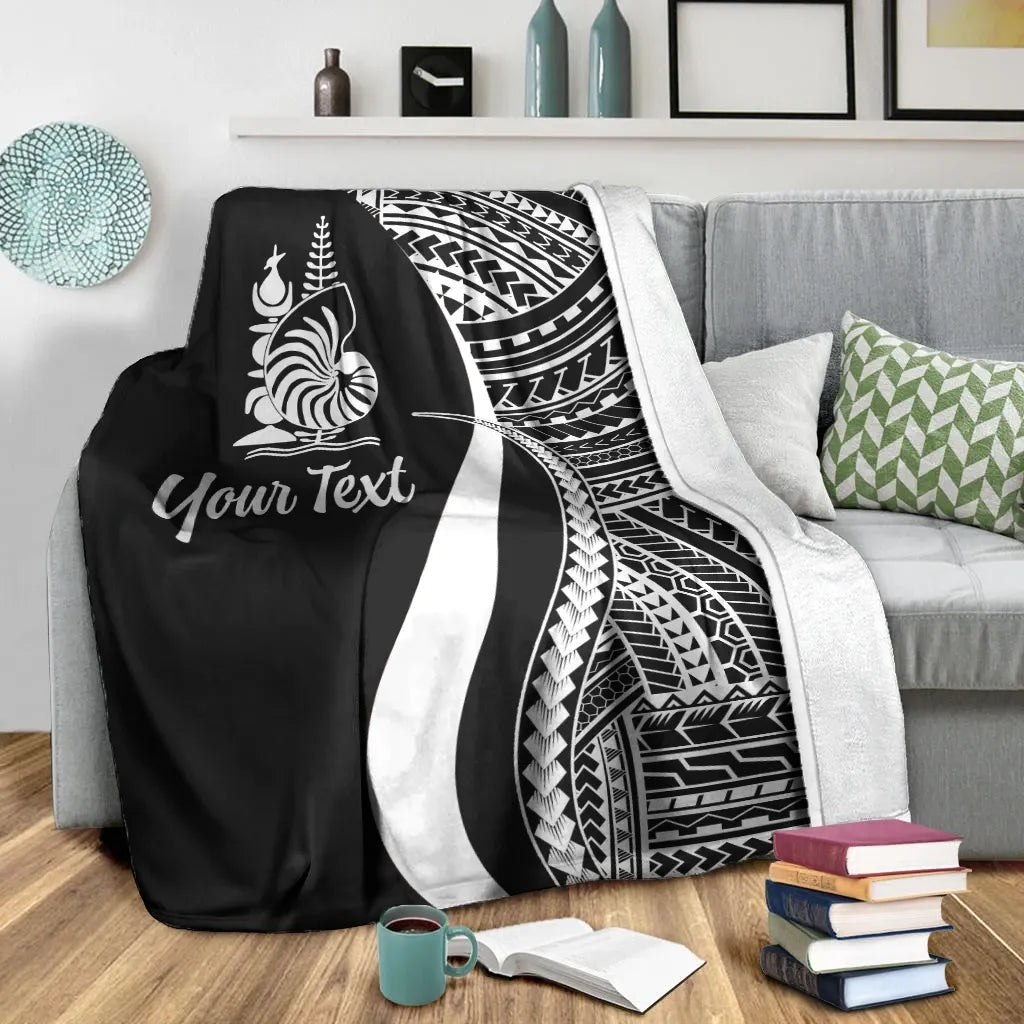 New Caledonia Custom Personalised Premium Blanket - White Polynesian Tentacle Tribal Pattern Crest