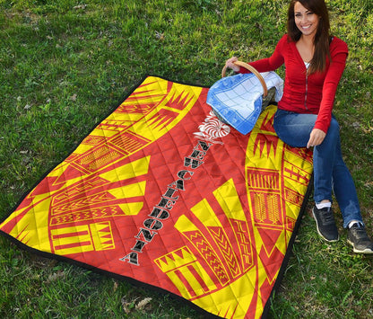 New Caledonia Premium Quilt - New Caledonia Coat Of Arms Polynesian Yellow Tattoo