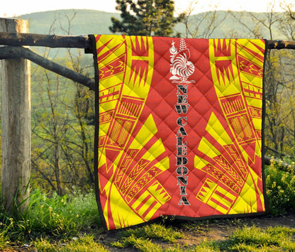 New Caledonia Premium Quilt - New Caledonia Coat Of Arms Polynesian Yellow Tattoo