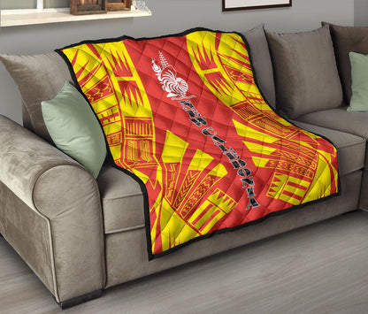 New Caledonia Premium Quilt - New Caledonia Coat Of Arms Polynesian Yellow Tattoo