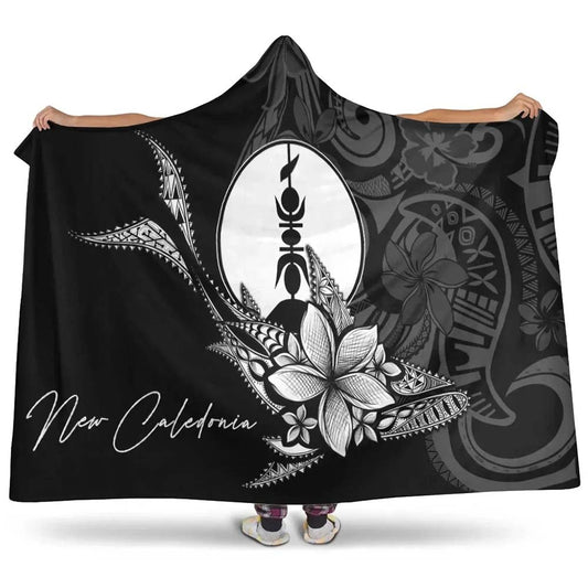 New Caledonia Hooded Blanket - Fish With Plumeria Flowers Style