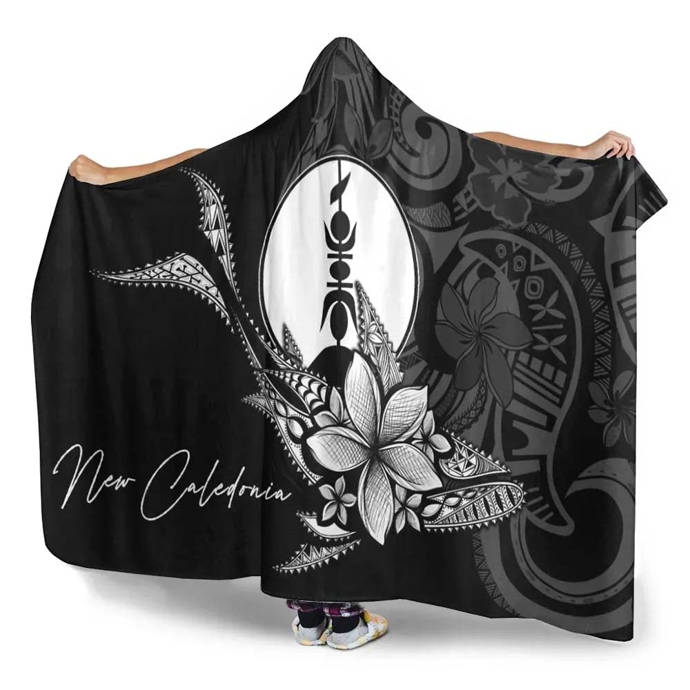 New Caledonia Hooded Blanket - Fish With Plumeria Flowers Style