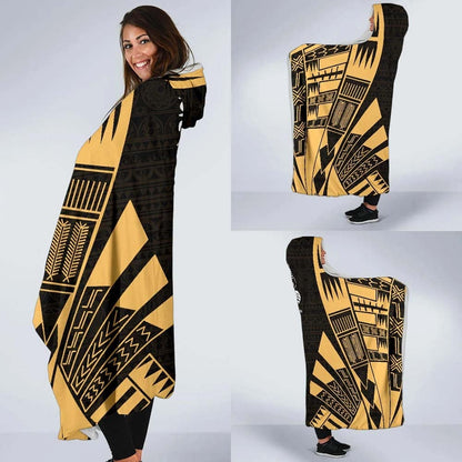 New Caledonia Hooded Blanket - Polynesian Tattoo Gold