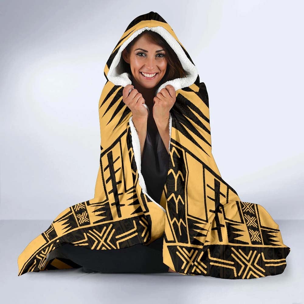 New Caledonia Hooded Blanket - Polynesian Tattoo Gold