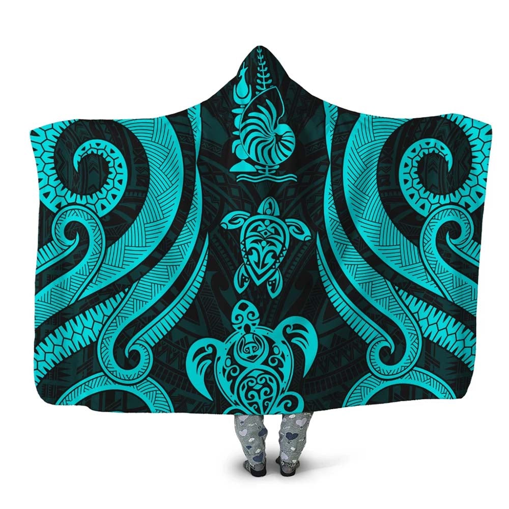 New Caledonia Hooded Blanket - Turquoise Tentacle Turtle