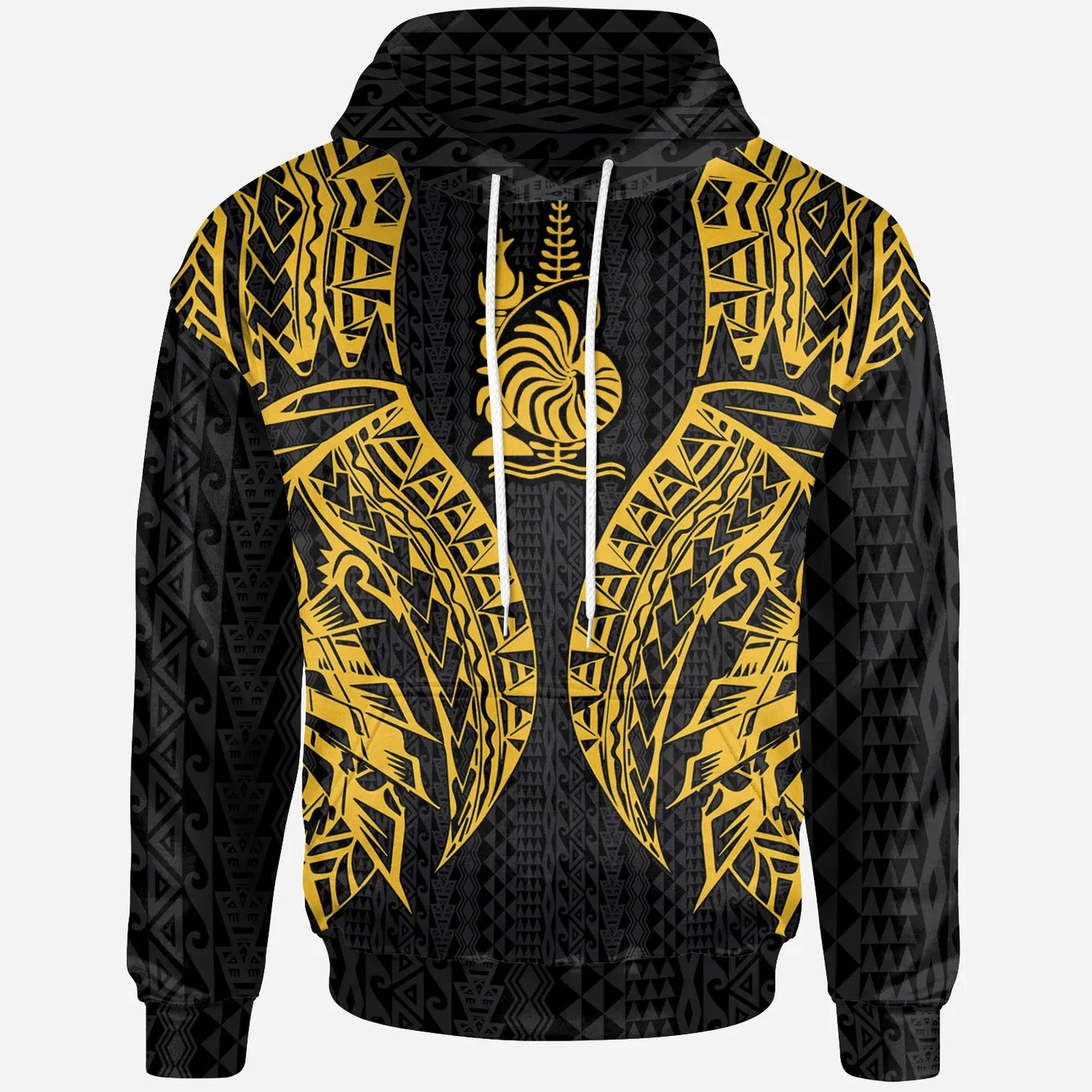New Caledonia Hoodie - Polynesian Lion Head Gold Style