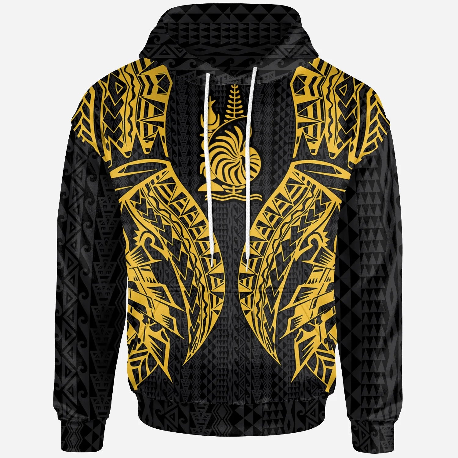 New Caledonia Hoodie - Polynesian Lion Head Gold Style