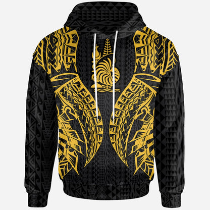 New Caledonia Hoodie - Polynesian Lion Head Gold Style