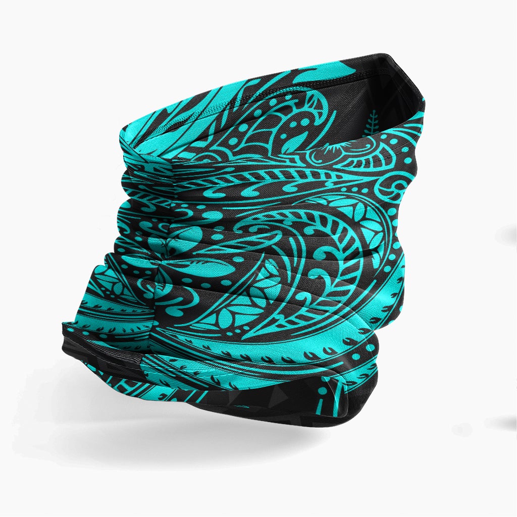 New Caledonia Neck Gaiter - Floral Tattoo Neon Blue