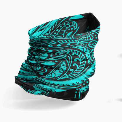 New Caledonia Neck Gaiter - Floral Tattoo Neon Blue