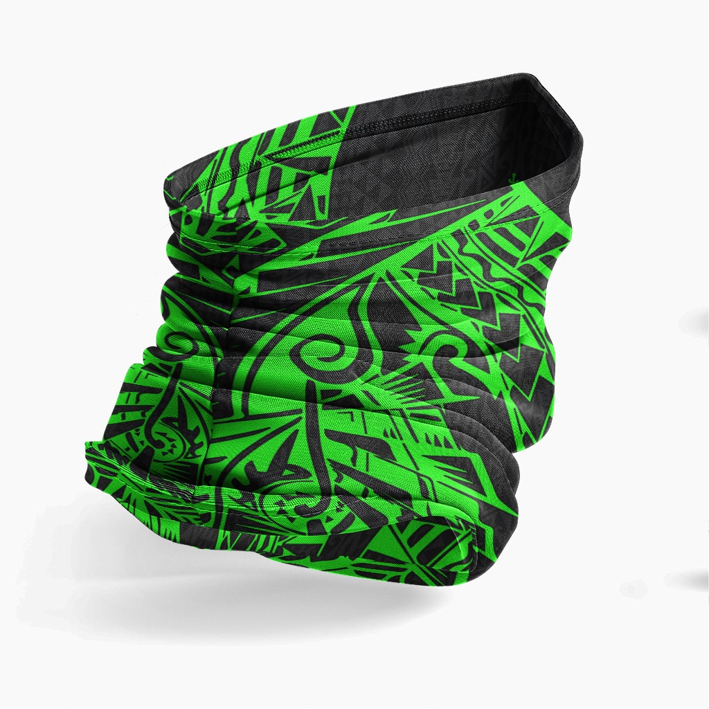 New Caledonia Neck Gaiter - Polynesian Pattern Green