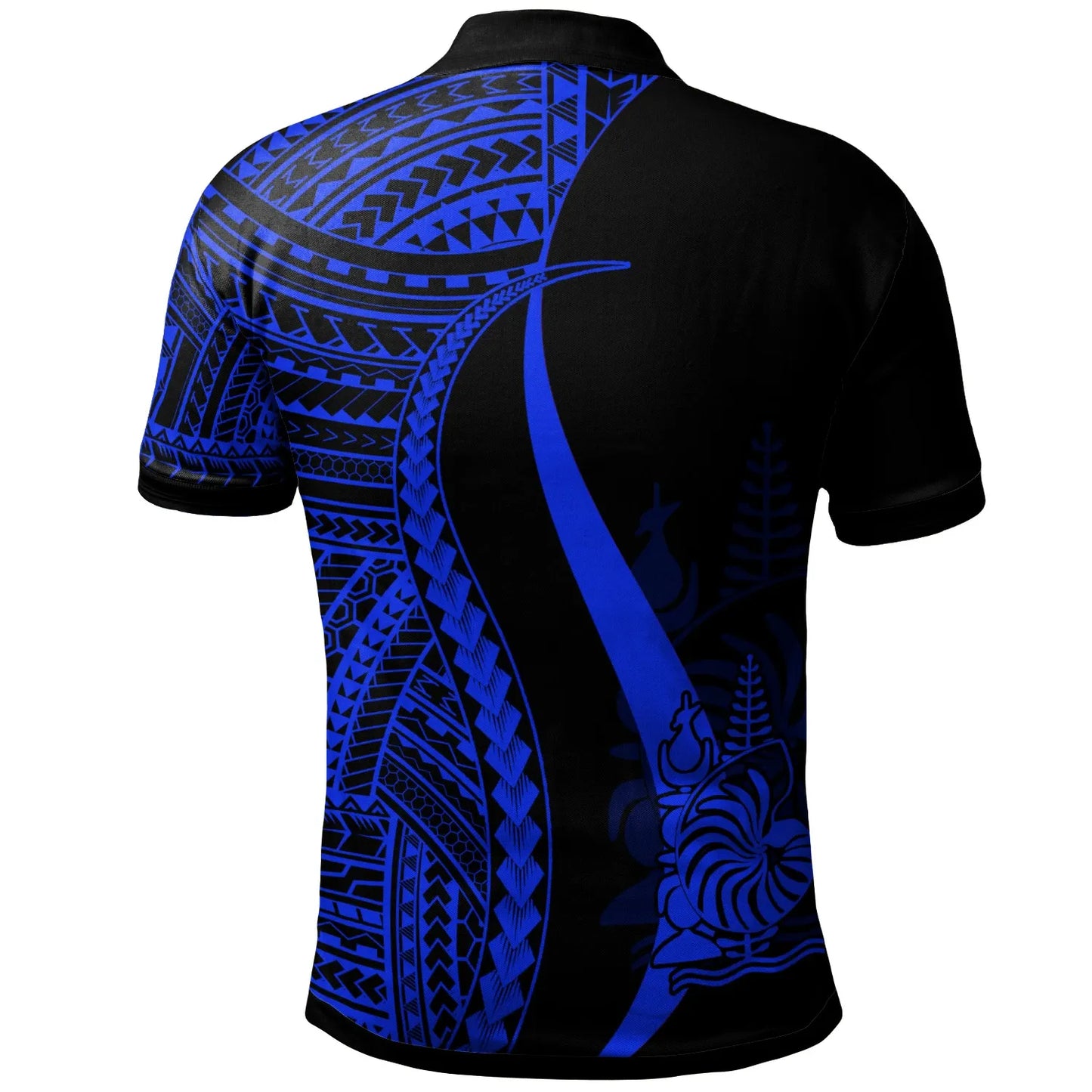 New Caledonia Polo Shirt Blue - Polynesian Tentacle Tribal Pattern