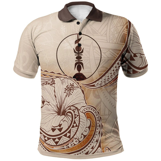New Caledonia Polo Shirt - Hibiscus Flowers Vintage Style
