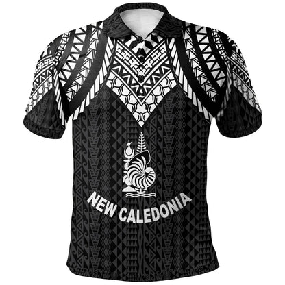 New Caledonia Polo Shirt - Polynesian Armor Style Black