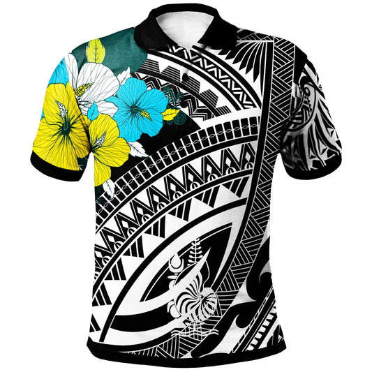 New Caledonia Polo Shirt  - Polynesian Pattern Black Color