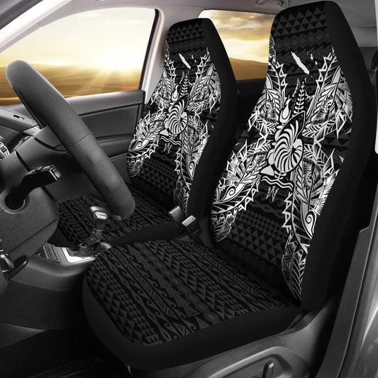 New Caledonia Car Seat Cover - New Caldonia Coat Of Arms Map Black
