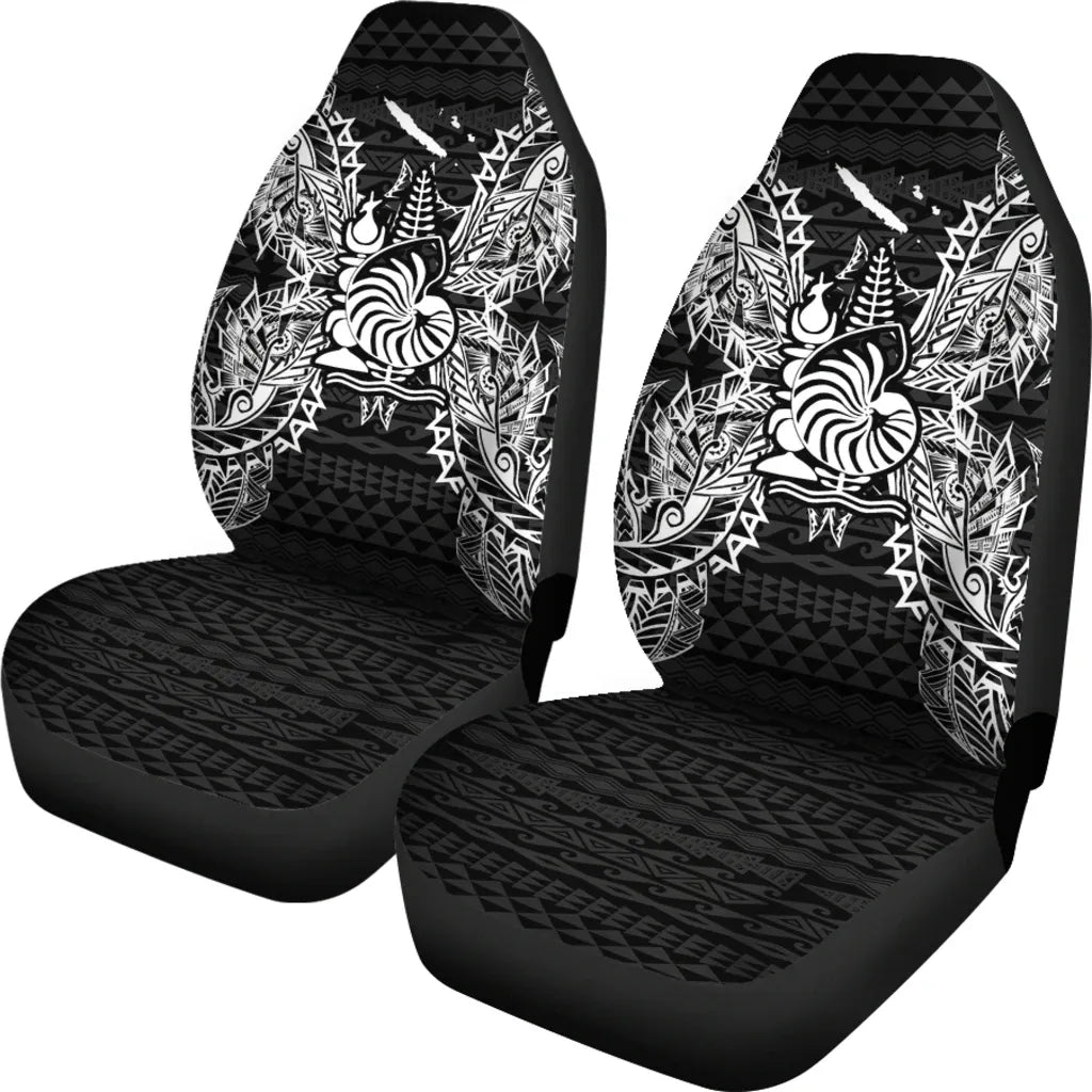 New Caledonia Car Seat Cover - New Caldonia Coat Of Arms Map Black