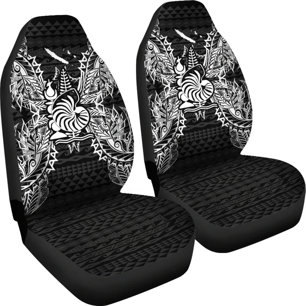 New Caledonia Car Seat Cover - New Caldonia Coat Of Arms Map Black