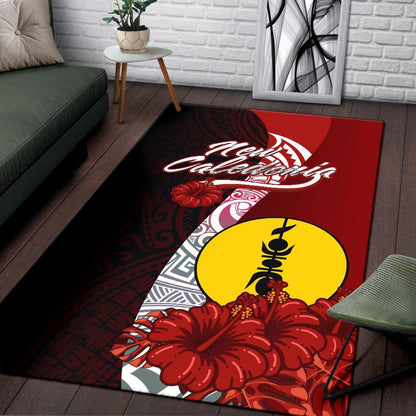 New Caledonia Polynesian Area Rug - Coat Of Arm With Hibiscus