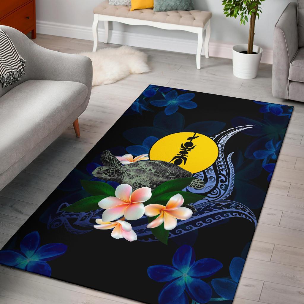 New Caledonia Polynesian Area Rug - Turtle With Plumeria Flowers