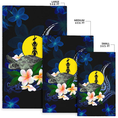 New Caledonia Polynesian Area Rug - Turtle With Plumeria Flowers