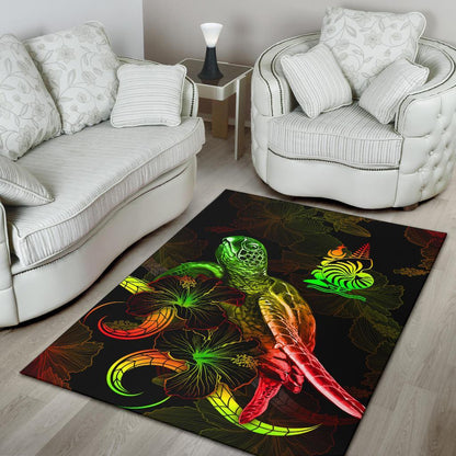 New Caledonia Polynesian Area Rugs - Turtle With Blooming Hibiscus Reggae