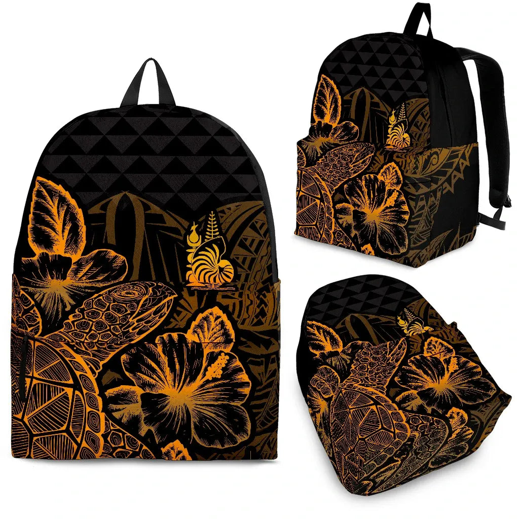 New Caledonia Polynesian Backpack Turtle Hibiscus Gold