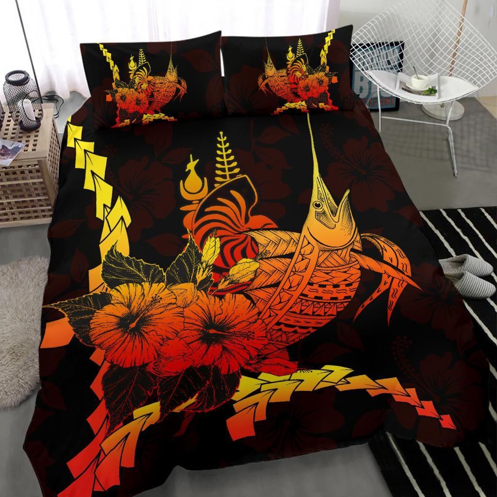 New Caledonia Polynesian Bedding Set - Swordfish With Hibiscus