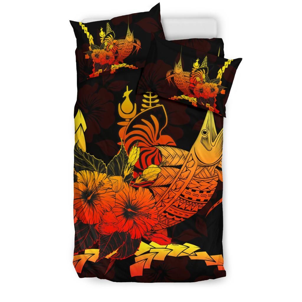 New Caledonia Polynesian Bedding Set - Swordfish With Hibiscus