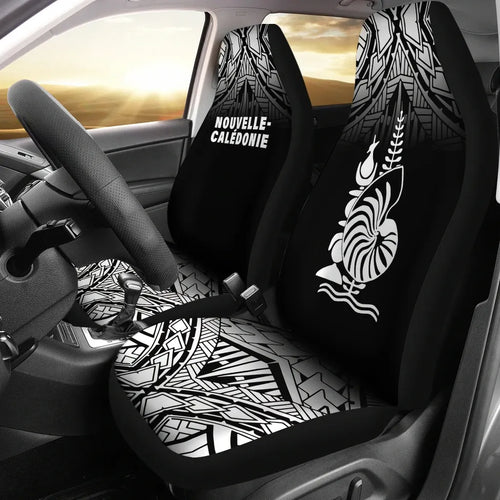 New Caledonia Car Seat Covers - New Caledonia Coat Of Arms Polynesian Tattoo Fog Black