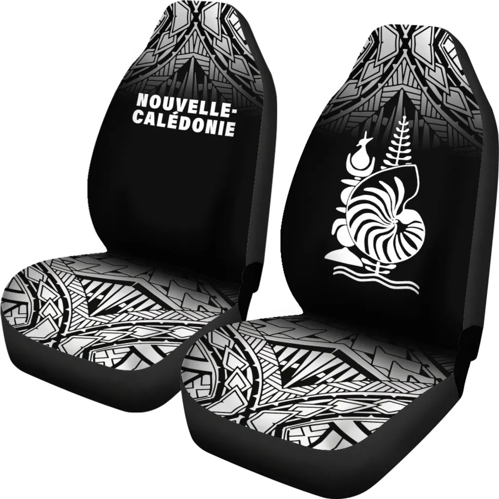 New Caledonia Car Seat Covers - New Caledonia Coat Of Arms Polynesian Tattoo Fog Black