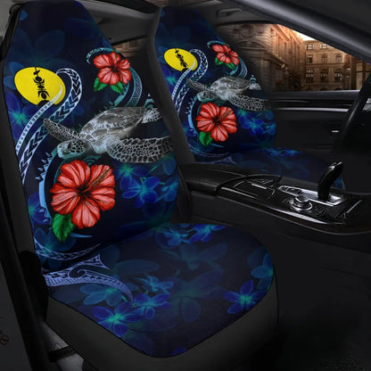 New Caledonia Polynesian Car Seat Covers - Blue Turtle Hibiscus