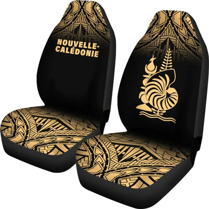New Caledonia Car Seat Covers - New Caledonia Coat Of Arms Polynesian Tattoo Fog Gold