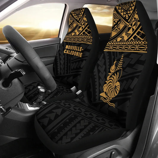 New Caledonia Car Seat Covers - New Caledonia Gold Coat Of Arms Polynesian Tattoo