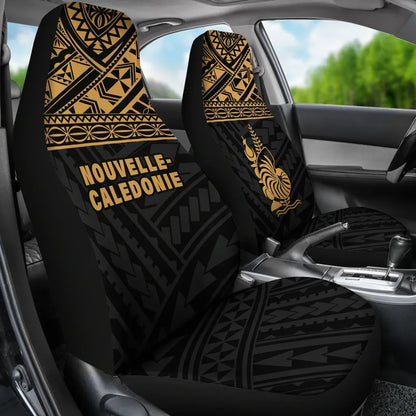 New Caledonia Car Seat Covers - New Caledonia Gold Coat Of Arms Polynesian Tattoo