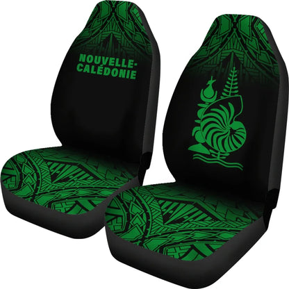 New Caledonia Car Seat Covers - New Caledonia Coat Of Arms Polynesian Tattoo Fog Green
