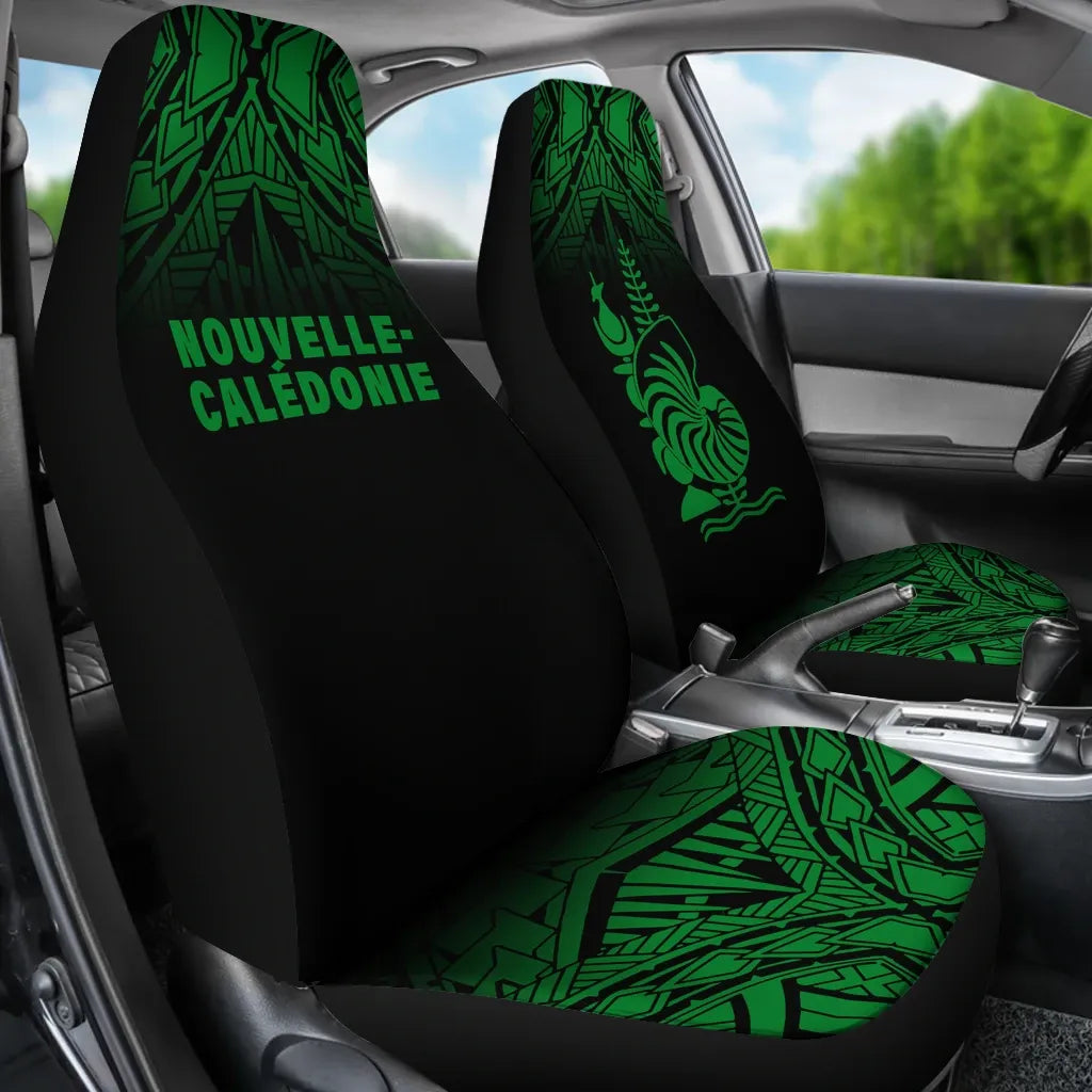 New Caledonia Car Seat Covers - New Caledonia Coat Of Arms Polynesian Tattoo Fog Green