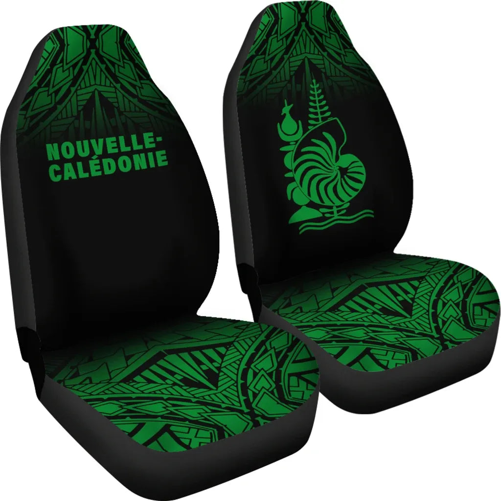 New Caledonia Car Seat Covers - New Caledonia Coat Of Arms Polynesian Tattoo Fog Green