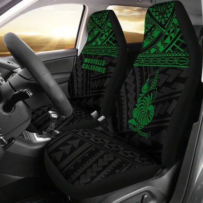 New Caledonia Car Seat Covers - New Caledonia Green Coat Of Arms Polynesian Tattoo