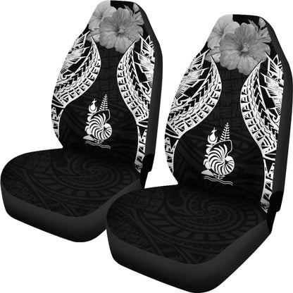 New Caledonia Polynesian Car Seat Covers Pride Seal And Hibiscus Black