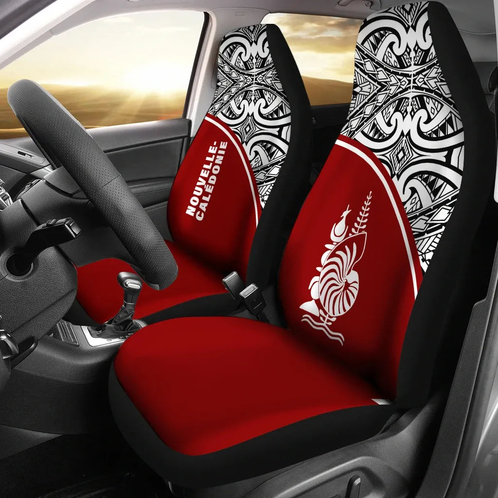 New Caledonia Car Seat Covers - New Caledonia Coat Of Arms Polynesian Red Curve