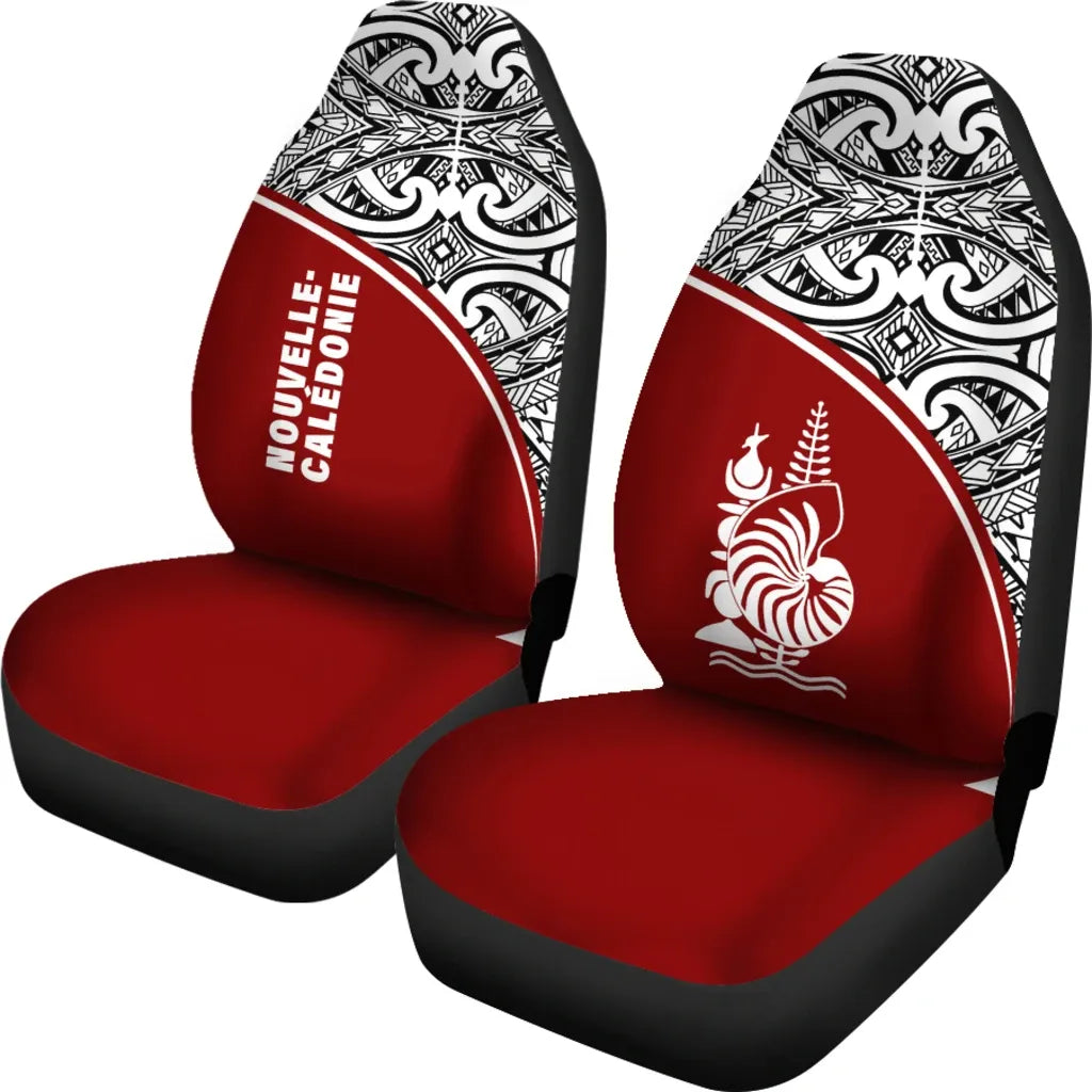 New Caledonia Car Seat Covers - New Caledonia Coat Of Arms Polynesian Red Curve