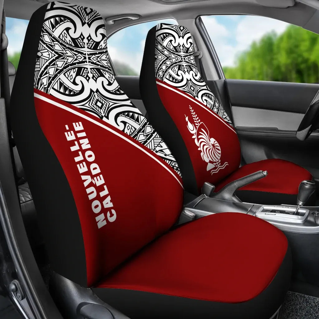 New Caledonia Car Seat Covers - New Caledonia Coat Of Arms Polynesian Red Curve