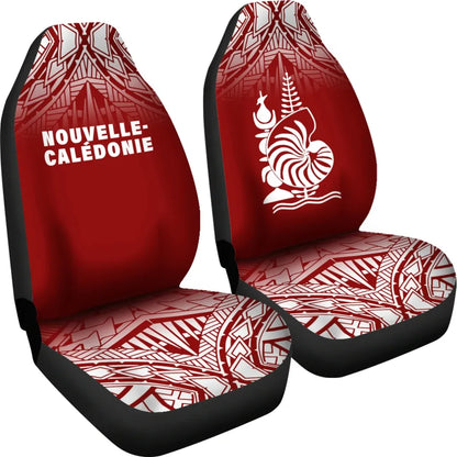 New Caledonia Car Seat Covers - New Caledonia Coat Of Arms Polynesian Tattoo Fog Red