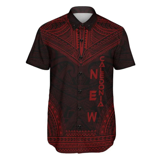 New Caledonia Polynesian Chief Short Sleeve Shirt - Red Version